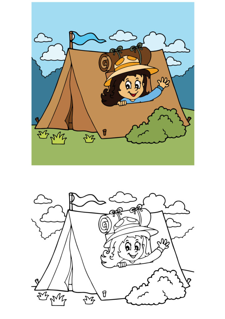 Camping Coloring Page