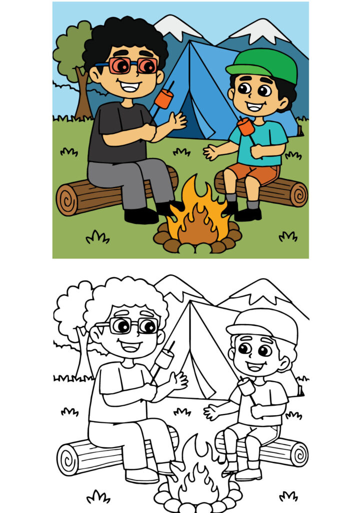 Camping Coloring Page