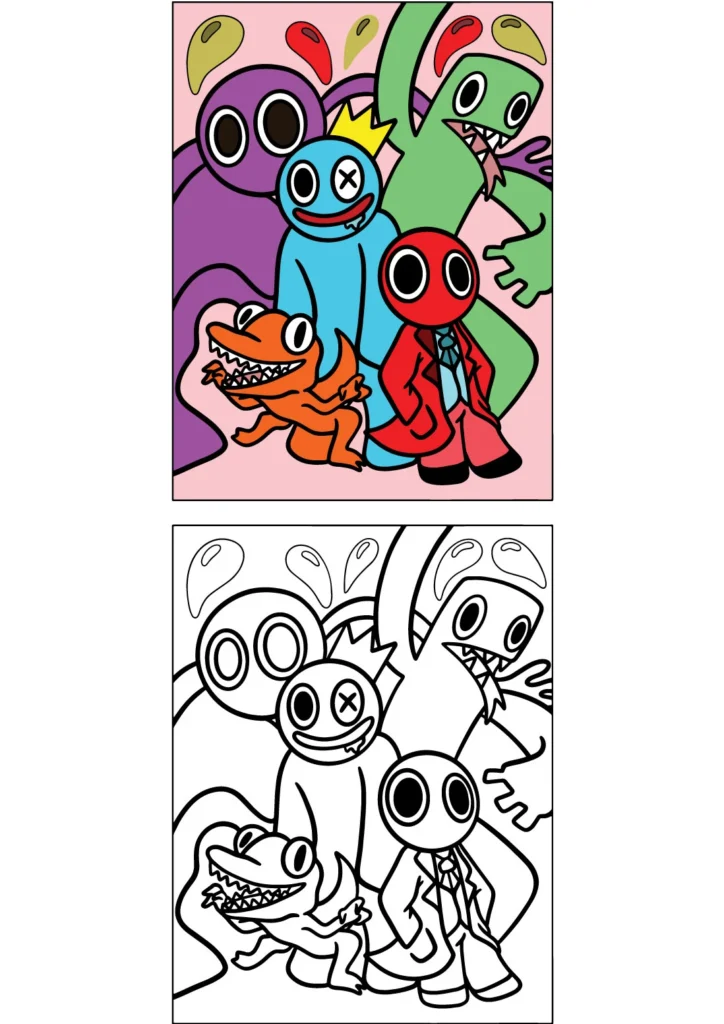 Vibrant Adventures Rainbow Friends Coloring Pages