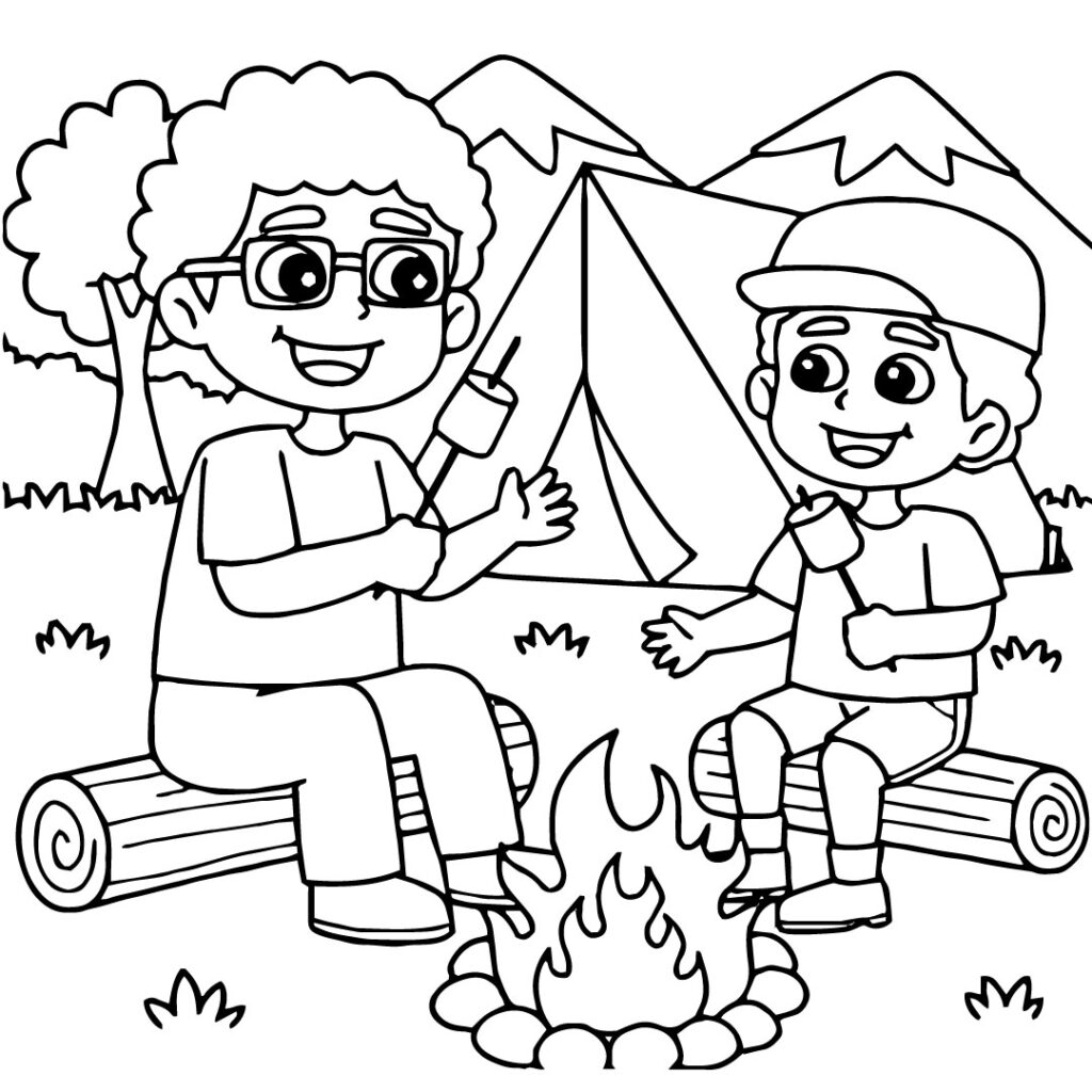 Camping Coloring Page