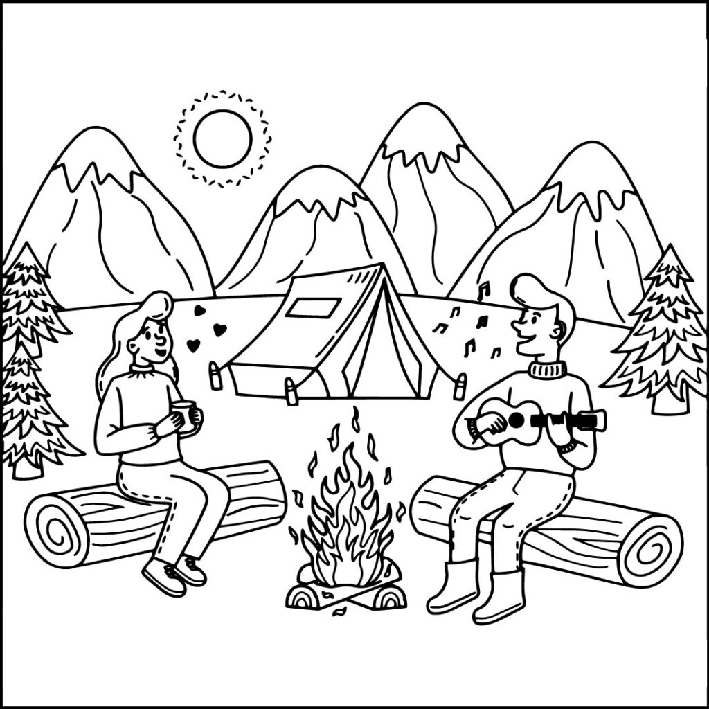 Camping Coloring Page