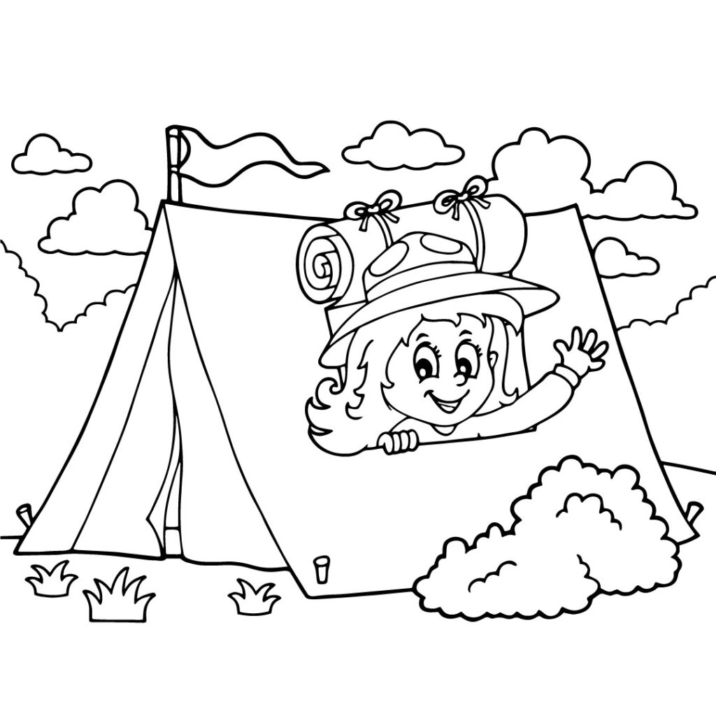 Camping Coloring Page