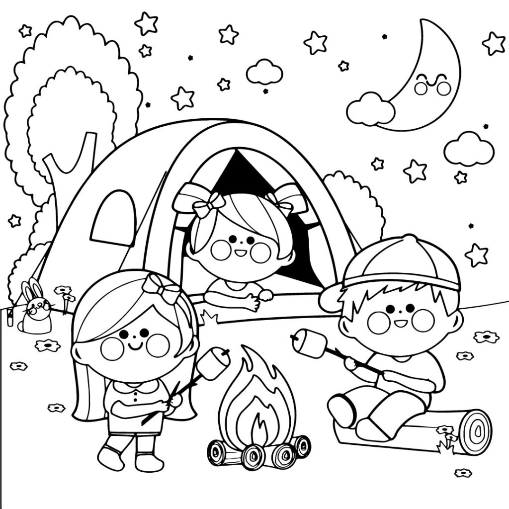 Camping Coloring Page