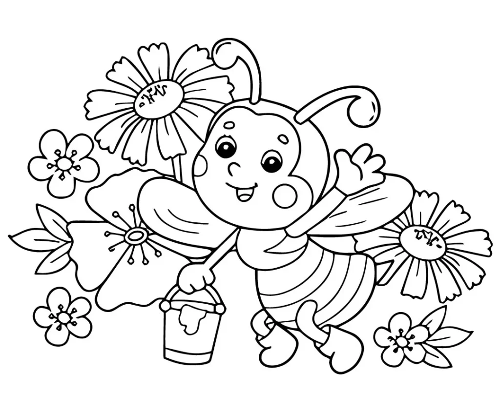 Busy Bee in Bloom Coloring page