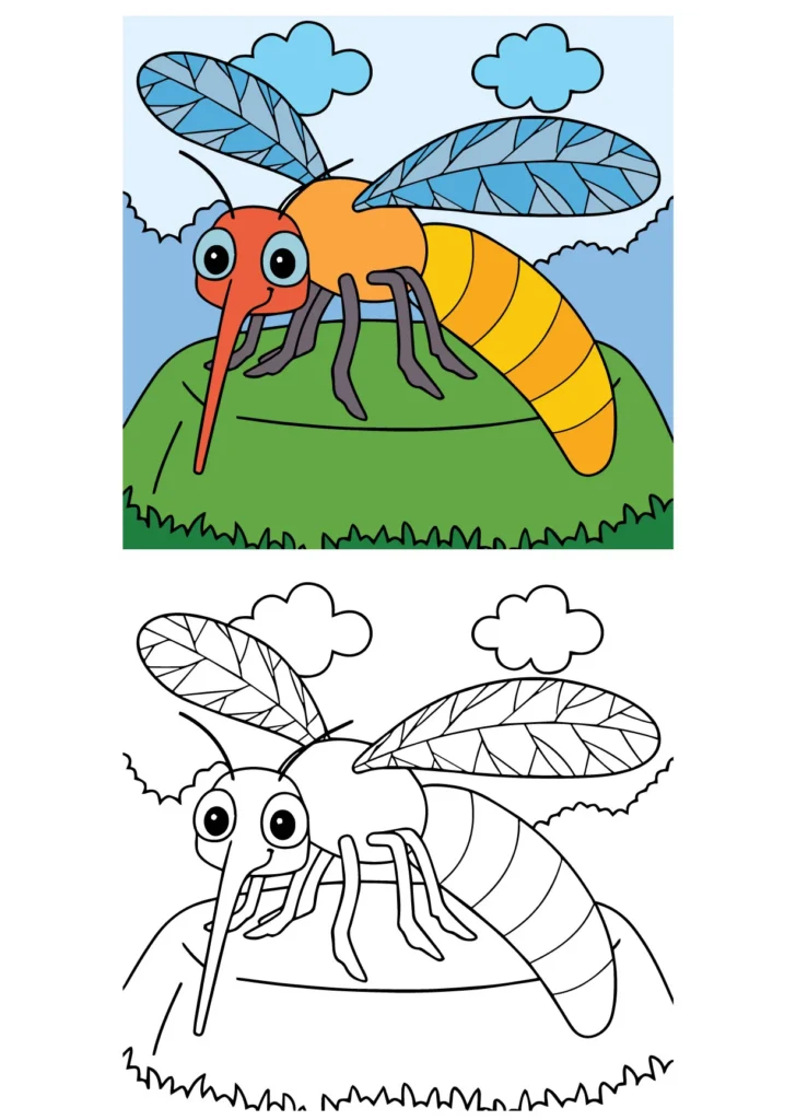 Cheerful Mosquito Coloring Page