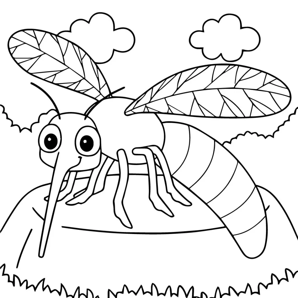 Cheerful Mosquito Coloring Page