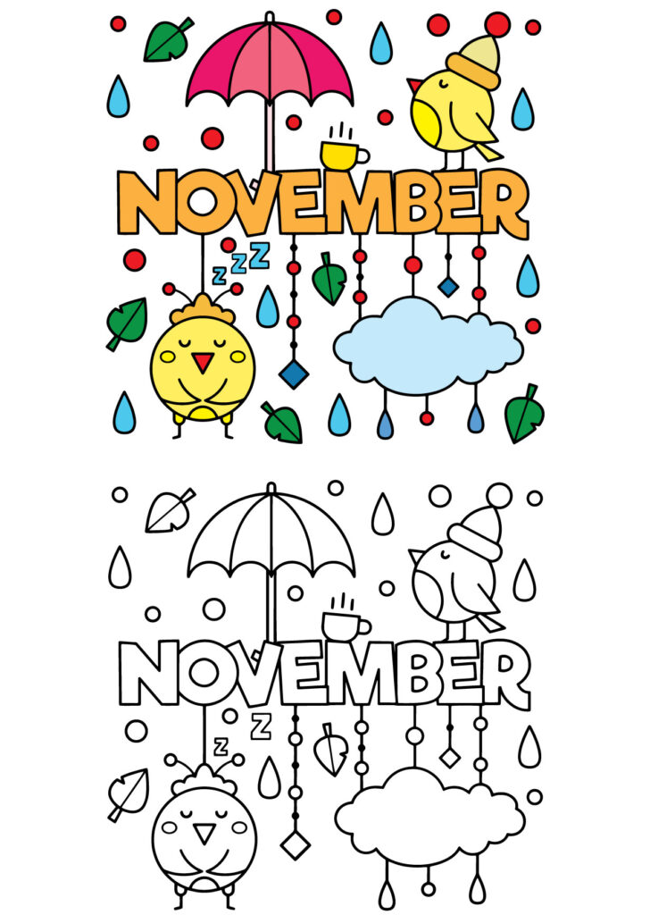 Cozy Fun November Days Coloring Page