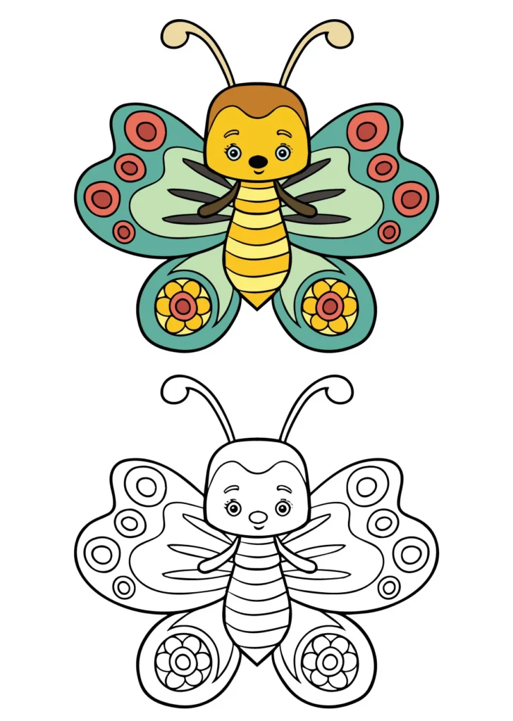 Cute Butterfly Coloring Page.