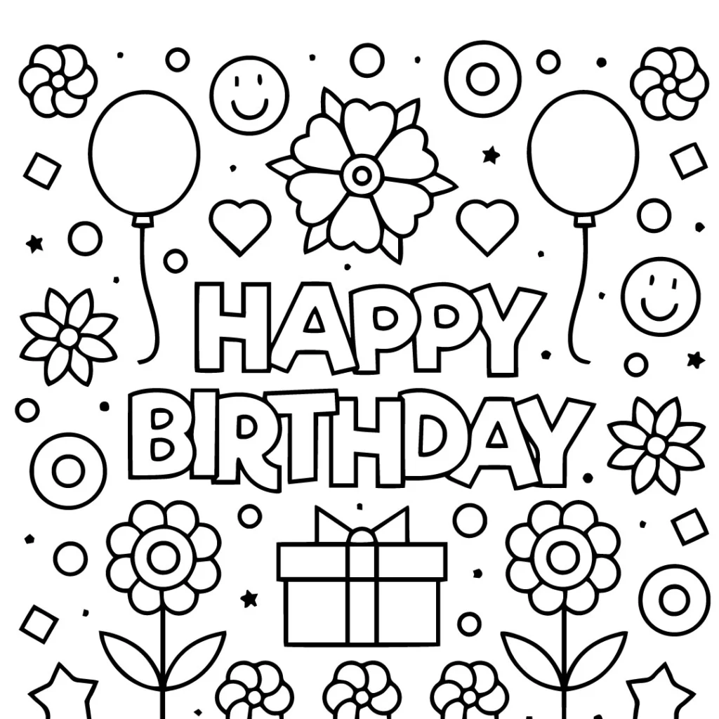 Extravaganza Happy Birthday Coloring Page