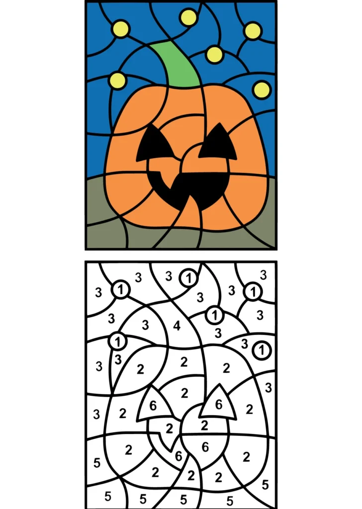 Halloween Color by Number Page