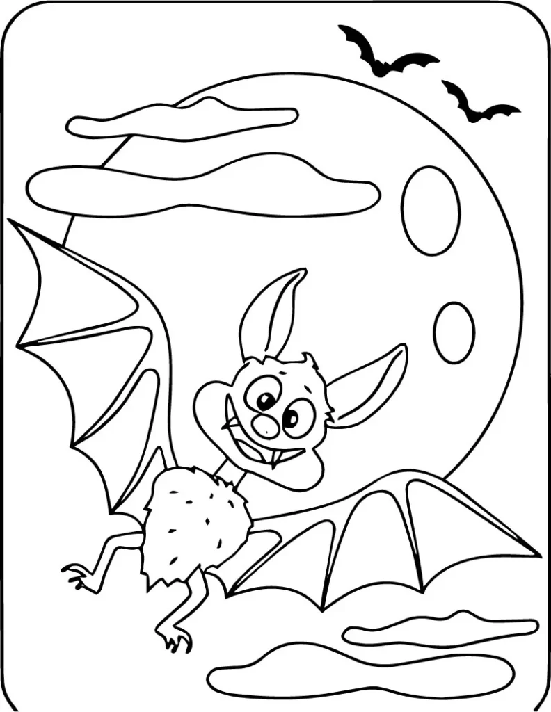 Playful Bat Coloring Page