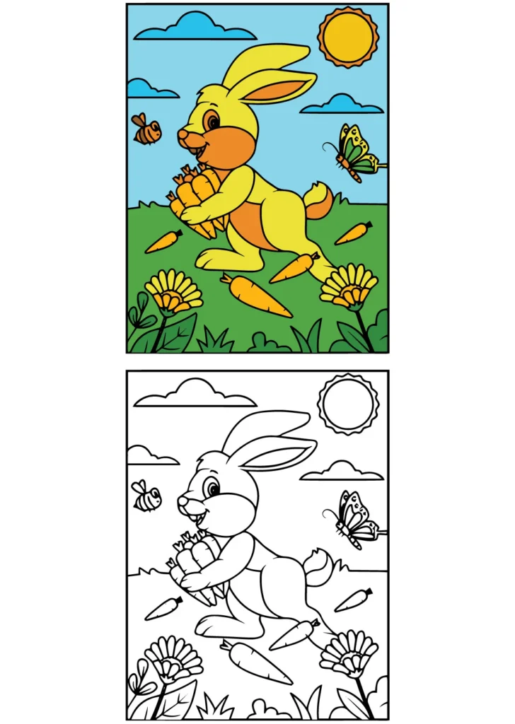 Playful Rabbit Coloring Page