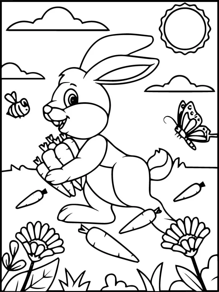 Playful Rabbit Coloring Page