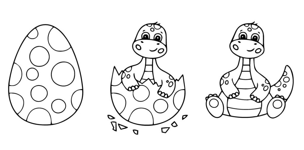 A Baby Dino’s Hatching Coloring Page