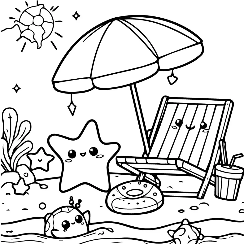 coloring page for beach