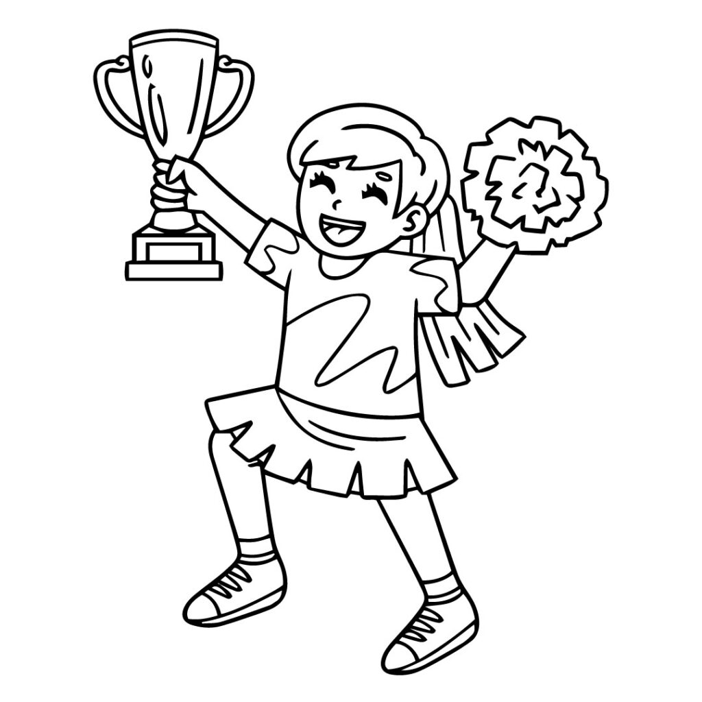 Cheerleader Victory with Trophy