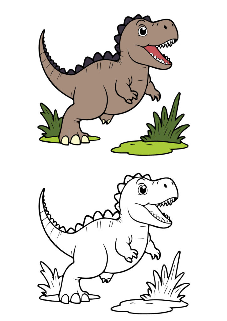 Dinosaur In The Wild Coloring Page