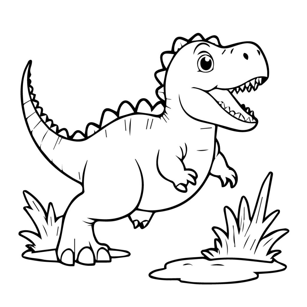 Dinosaur In The Wild Coloring Page